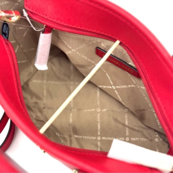 Michael Kors Jet Set Travel Extra-Small Top Zip Tote Bag Red - Picture 10 of 11